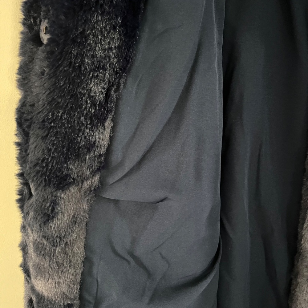 NWT Women's Simply Vera Vera Wang Blue Faux Fur Coat Size XL - Picture 8 of 15